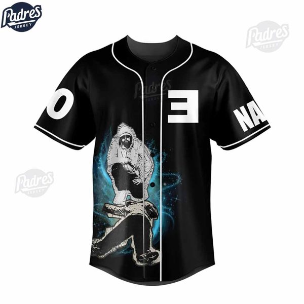 Custom The Death Of Slim Shady Eminem Black Baseball Jersey Style 2