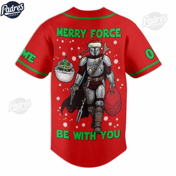 Custom The Santalorian Merry Force Be With You Christmas Baseball Jersey 2