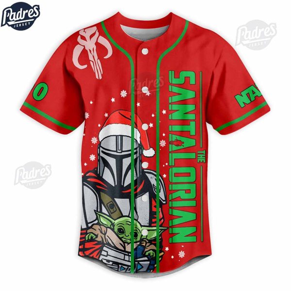 Custom The Santalorian Merry Force Be With You Christmas Baseball Jersey 3