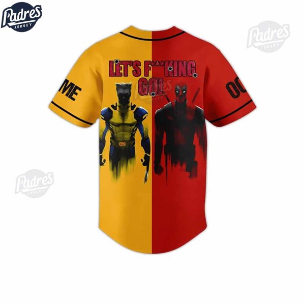 Deadpool Wolverine Lets Fucking Go Custom Baseball Jersey Style 3
