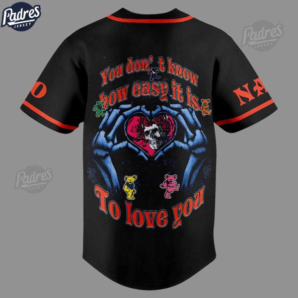 Grateful Dead Rose Custom Black Baseball Jersey 2