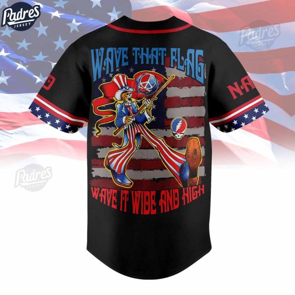 Grateful Dead Wave That Flag 4th Of July Baseball Jersey Shirt 3