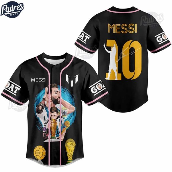 Lionel Messi Custom Black Baseball Jersey Gift 1