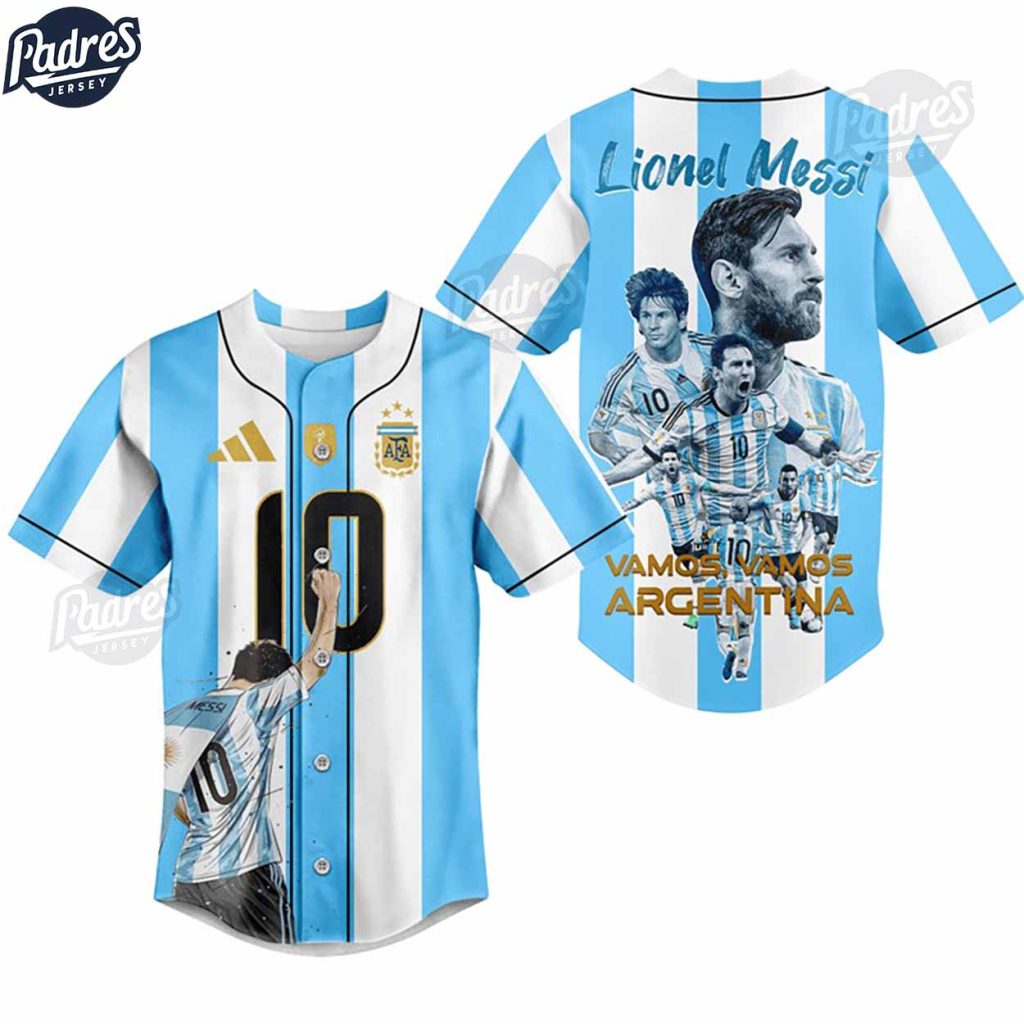 Lionel Messi Vamos Vamos Argentina Baseball Jersey Style