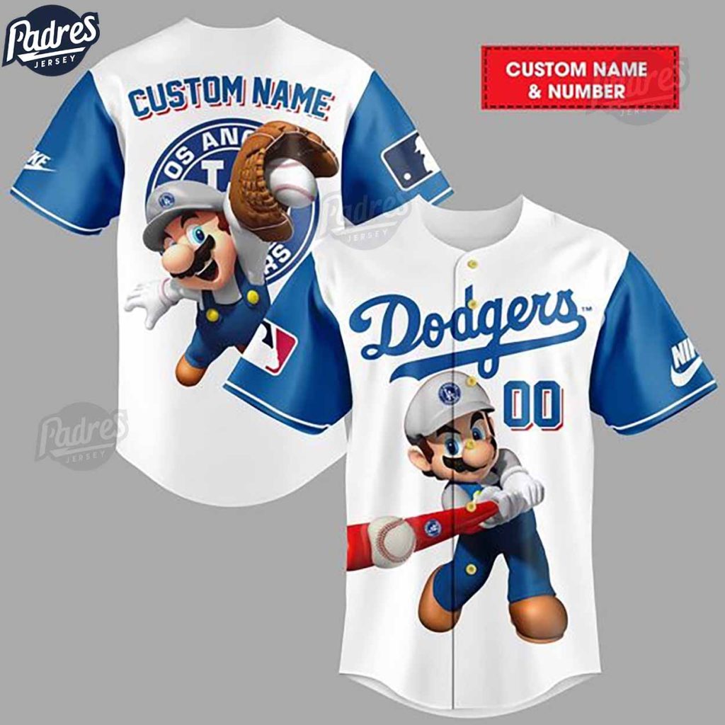 Los Angeles Dodgers Super Mario Custom Baseball Jersey Style