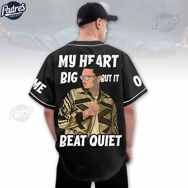 My Heart Big But It Beat Quiet Chris Brown Custom Baseball Jersey 3