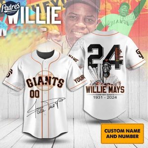 San Francisco Giants Willie Mays Custom Baseball Jersey Style 1