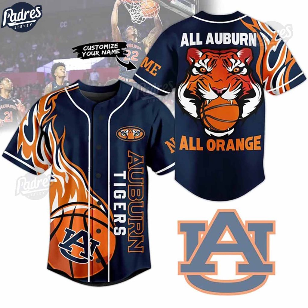 Auburn Tigers Basketball All Orange Custom Baseball Jersey