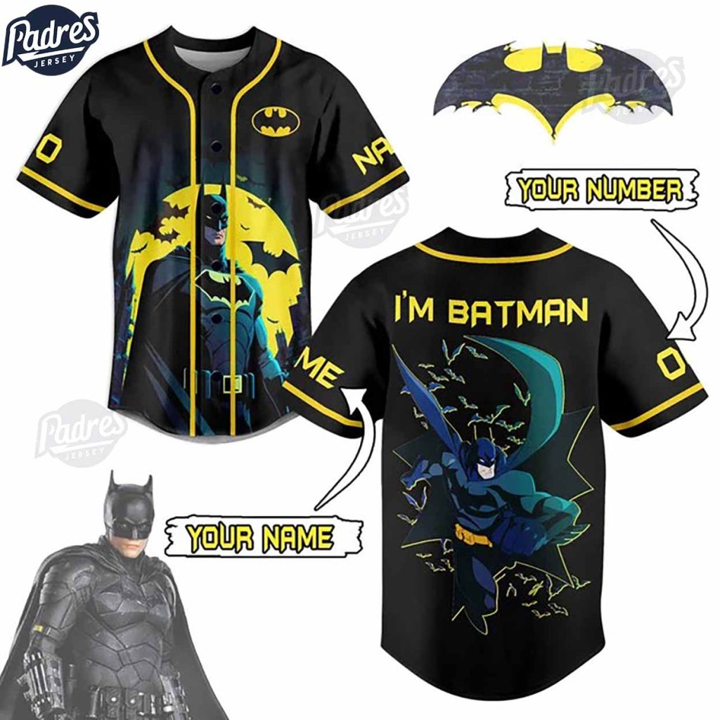 Batman Custom Black Baseball Jersey Style