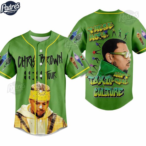 Chris Brown Tour Custom Green Baseball Jersey 2