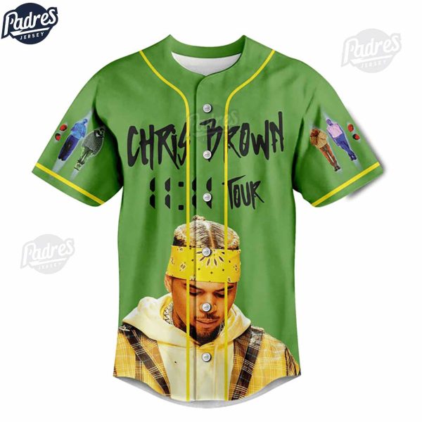 Chris Brown Tour Custom Green Baseball Jersey 3