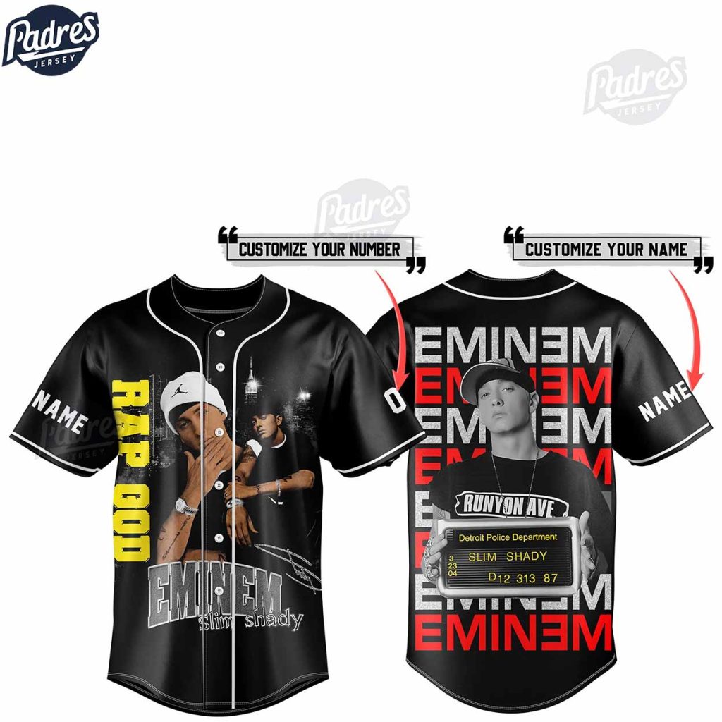 Eminem Detroit Police Department Slim Shady Custom Baseball Jersey