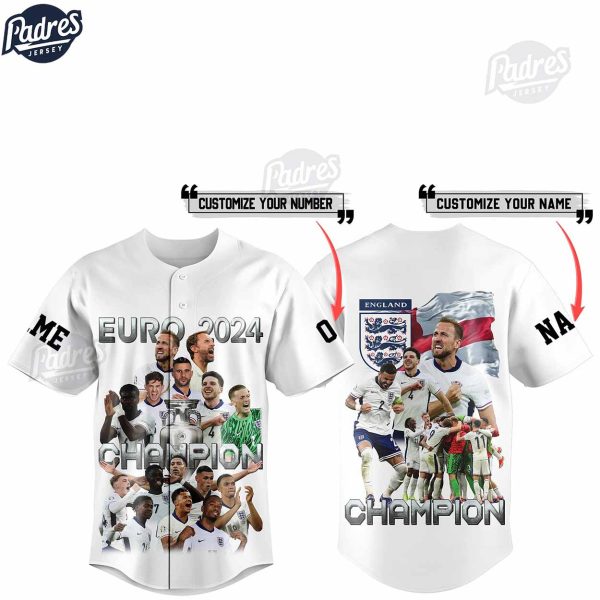 England Euro 2024 Champions Custom Baseball Jersey 1