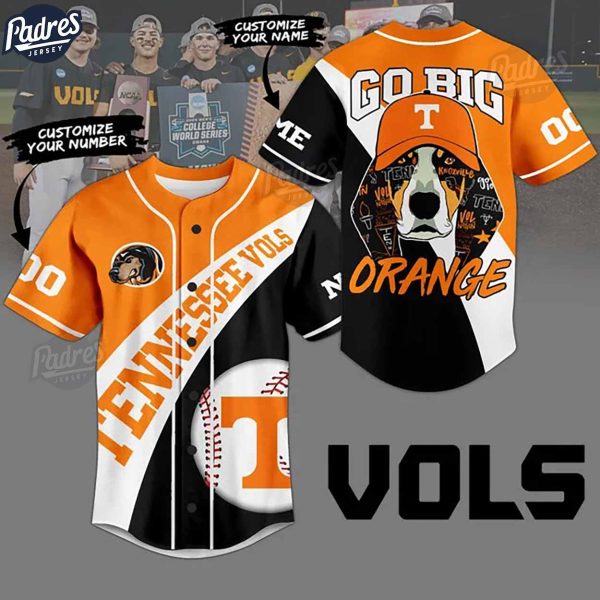 Go T Big Orange Custom Baseball Jersey Tennessee Volunteers Team Design 1