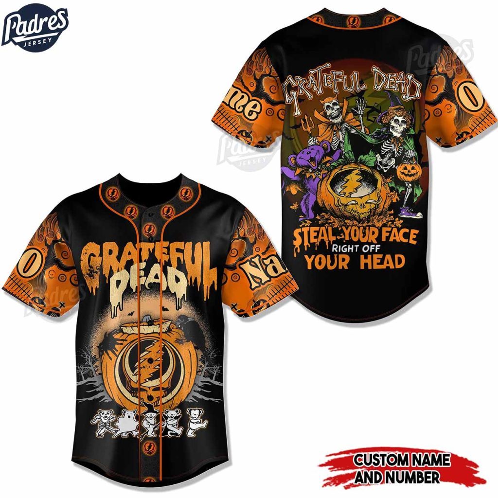 Grateful Dead Steal Your Face Right Off Your Head Custom Halloween Baseball Jersey