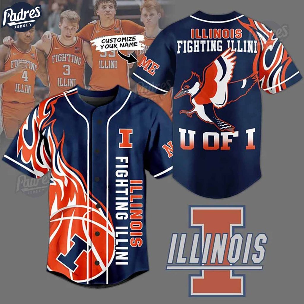 Illinois Fighting Illini Basketball Team Custom NCAA Baseball Jersey