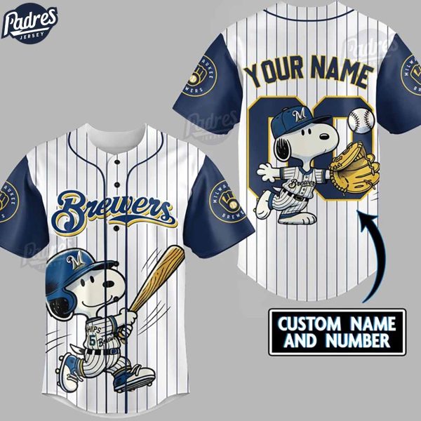 Milwaukee Brewers Snoopy Custom Baseball Jersey 1