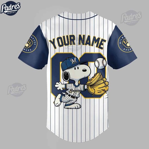 Milwaukee Brewers Snoopy Custom Baseball Jersey 2