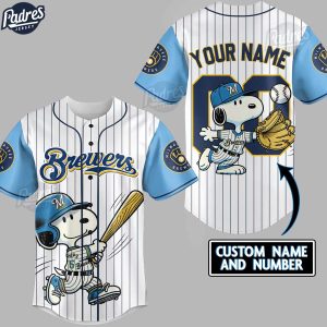 Milwaukee Brewers Snoopy Custom Baseball Jersey Style 1