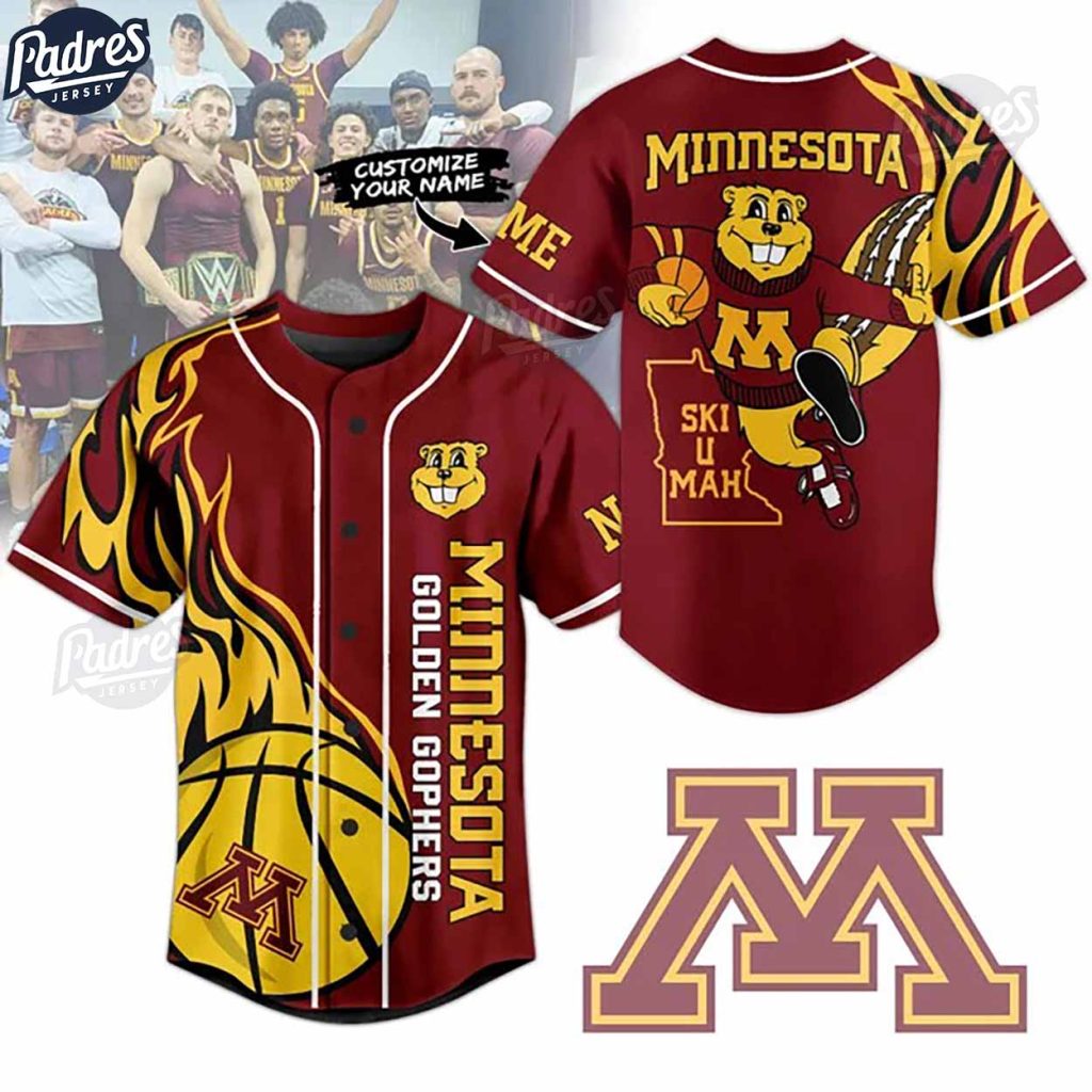 Minnesota Golden Gophers Basketball Team Custom Baseball Jersey