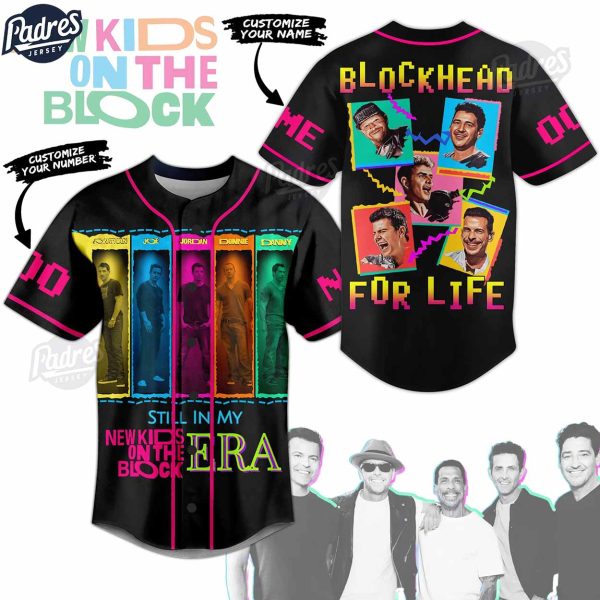 New NKOTB Blockhead For Life Custom Black Baseball Jersey 1