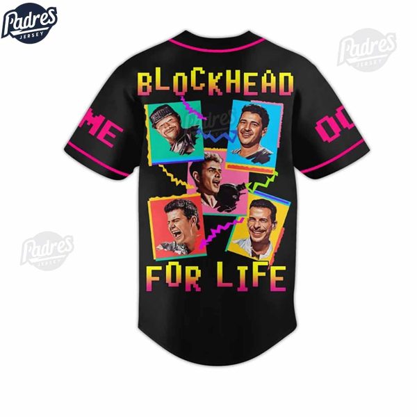 New NKOTB Blockhead For Life Custom Black Baseball Jersey 3