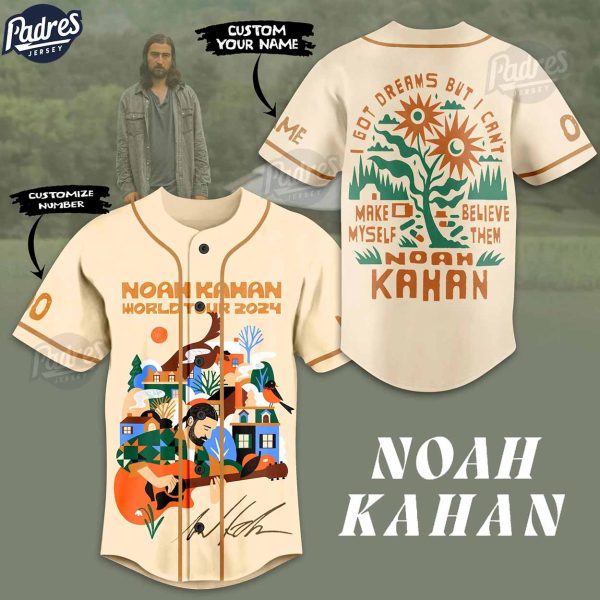 Noah Kahan 2024 Tour Custom Baseball Jersey Fan Gear 1