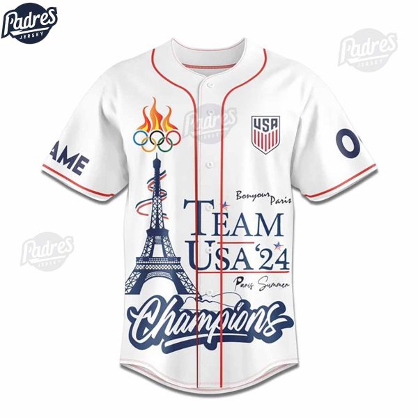 Olympic Games Paris 2024 Team USA Custom Baseball Jersey 2