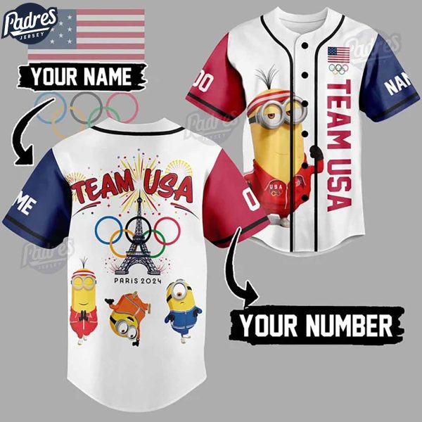 Olympic Paris 2024 Team USA Minion Custom Baseball Jersey 1