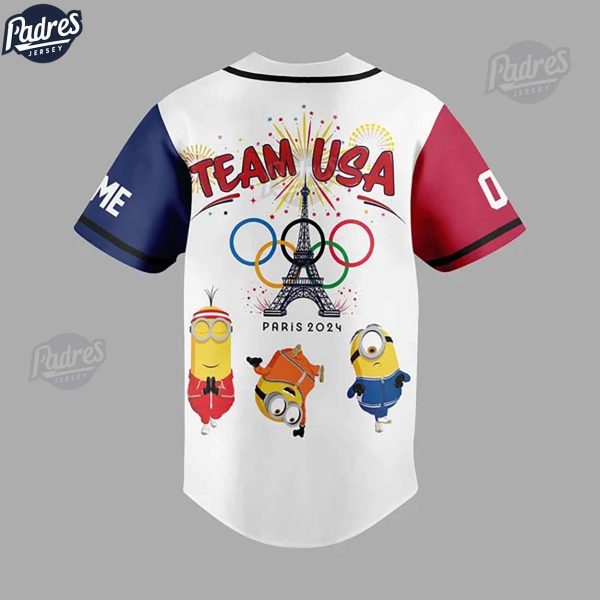 Olympic Paris 2024 Team USA Minion Custom Baseball Jersey 3