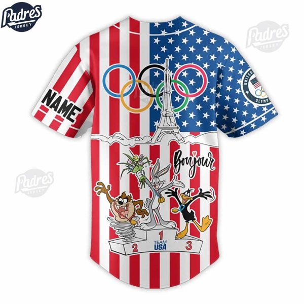 Olympic Paris Looney Tunes Custom Baseball Jersey 2