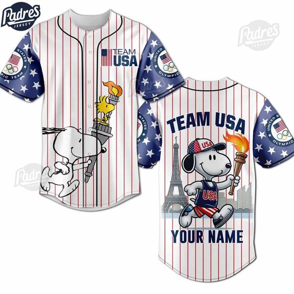 Olympic Paris Snoopy Personalized Baseball Jersey 1