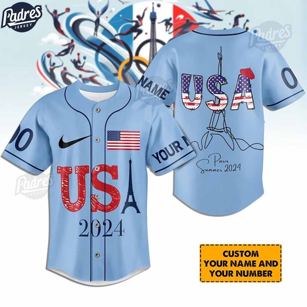 Olympic Paris Team USA Custom Baseball Jersey