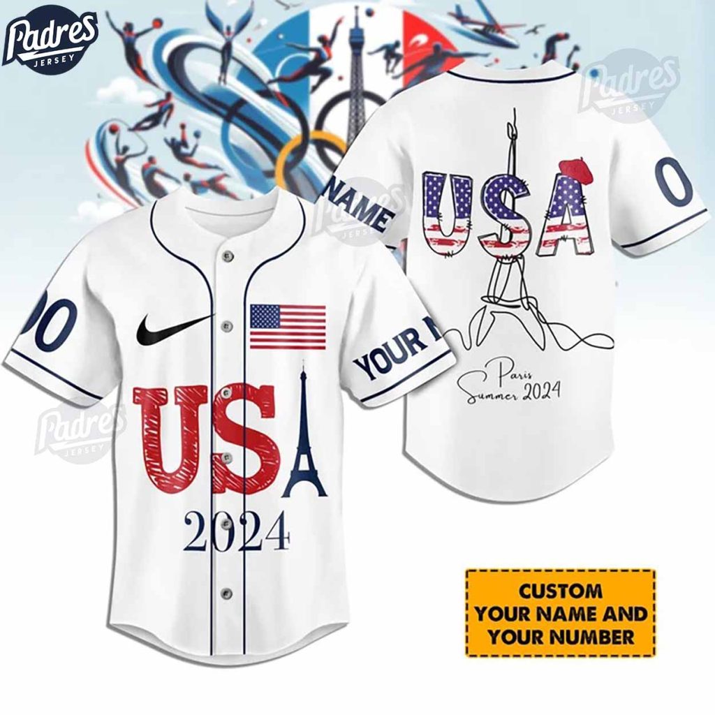 Olympic Paris Team USA Custom White Baseball Jersey