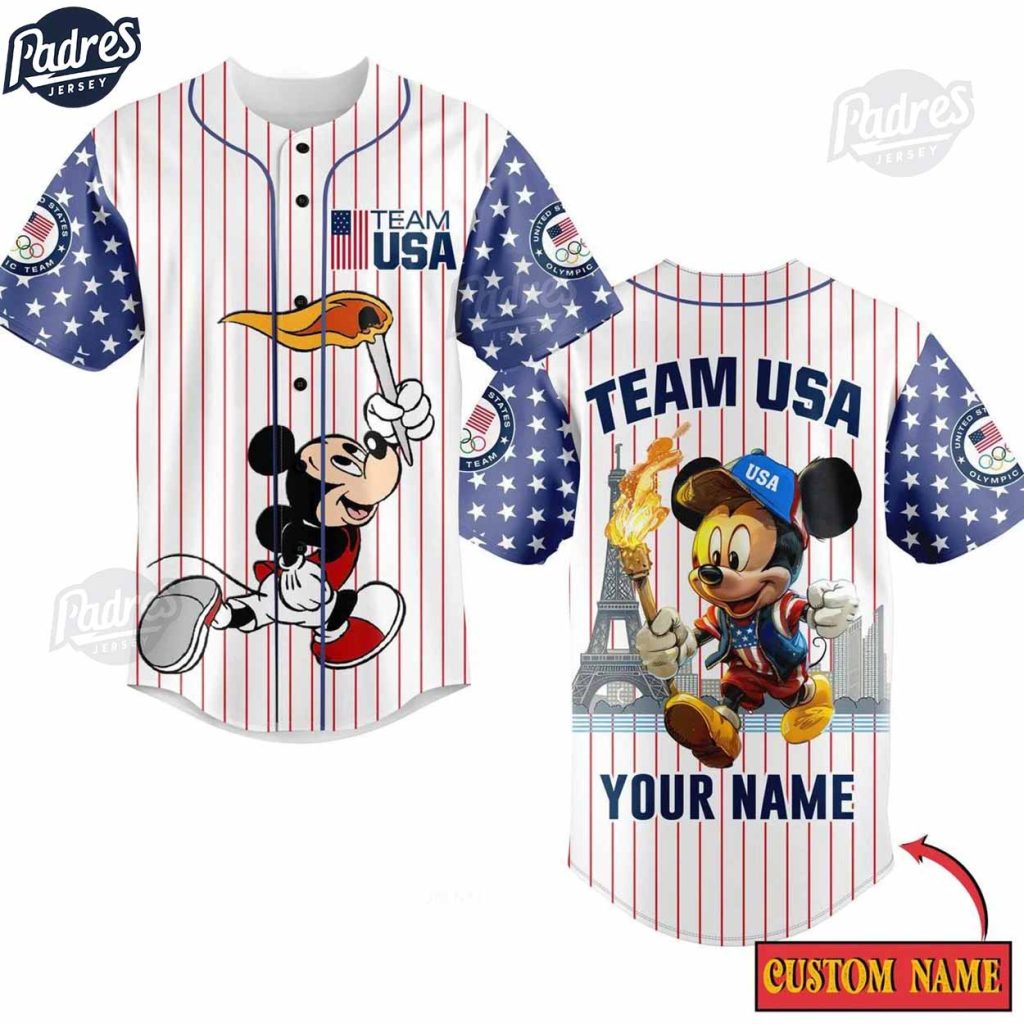 Olympic Paris Team USA Mickey Mouse Baseball Jersey