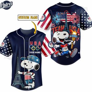 Olympic Paris Team USA Snoopy Custom Baseball Jersey 1