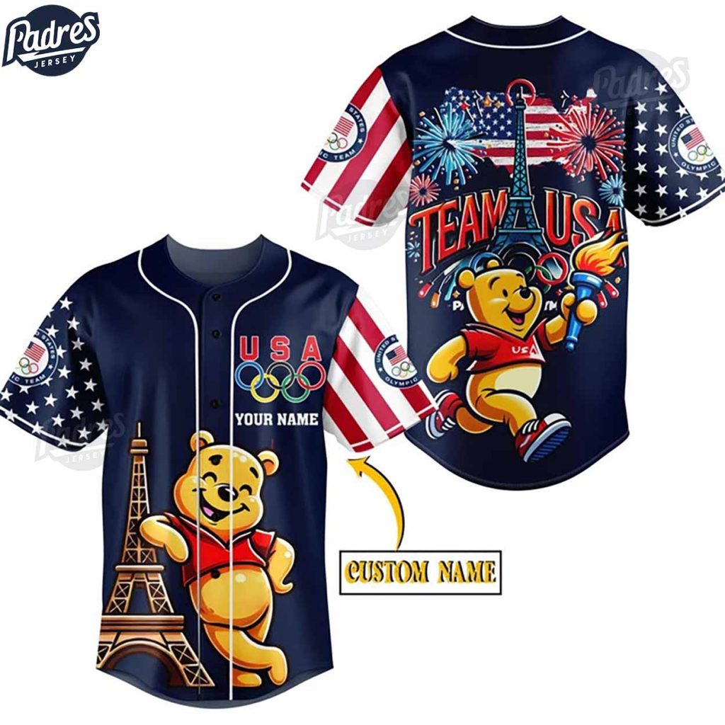 Olympic Paris Winnie The Pooh Personalized Baseball Jersey