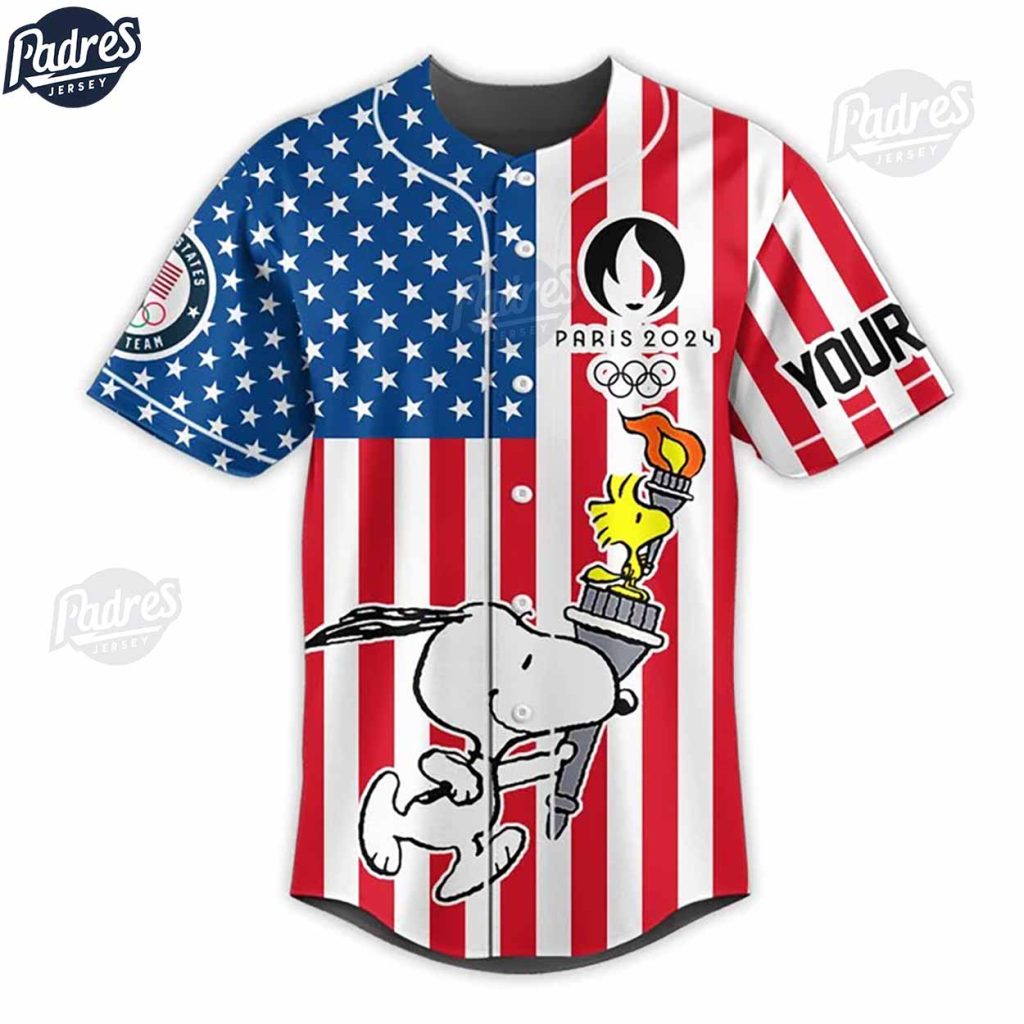 Olympic Snoopy Team USA Custom Baseball Jersey