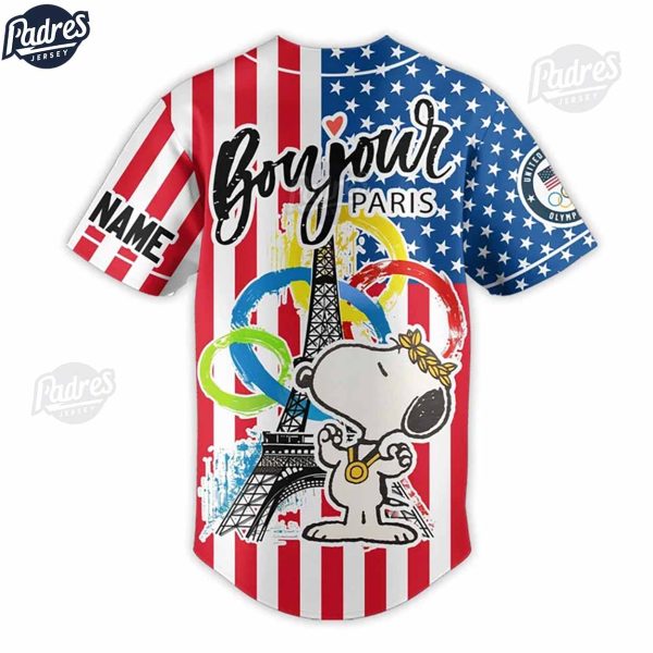 Olympic Snoopy Team USA Custom Baseball Jersey 2