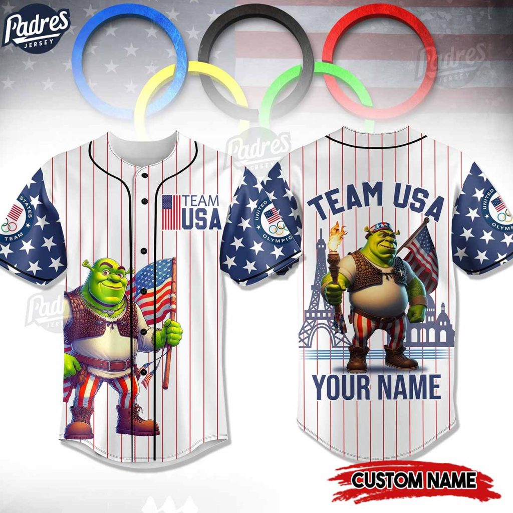 Olympic Team USA Custom Shrek Baseball Jersey