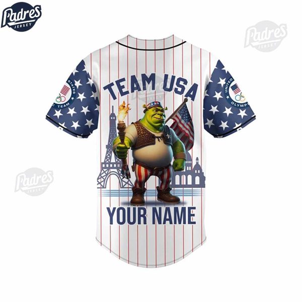 Olympic Team USA Custom Shrek Baseball Jersey 3