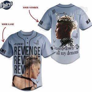 P!nk Revenge Custom Grey Baseball Jersey 1