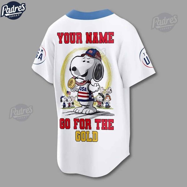 Personalized Snoopy Team USA Baseball Jersey 3