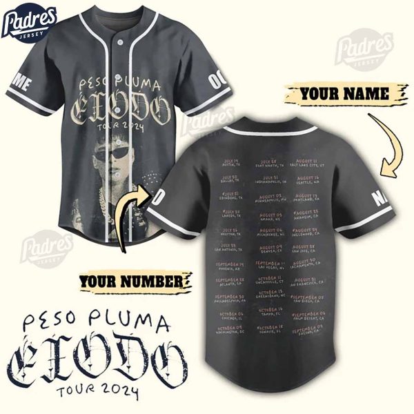 Peso Pluma Tour 2024 Custom Baseball Jersey 1