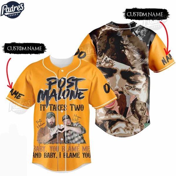 Post Malone It Takes Two To Break A Heart In Two Custom Baseball Jersey 1