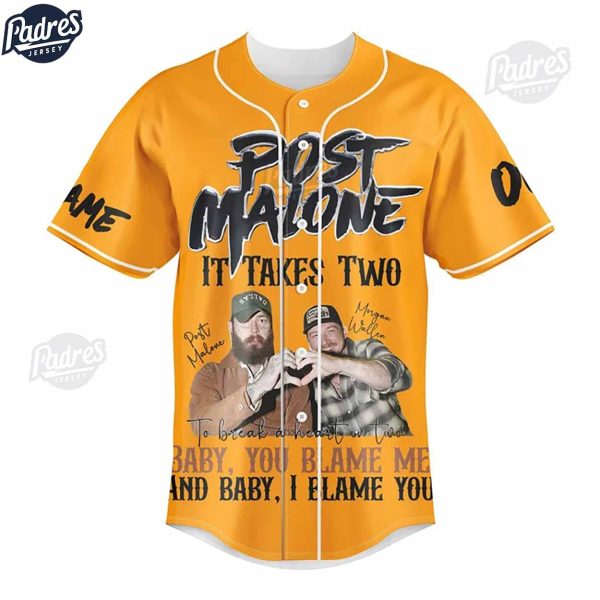 Post Malone It Takes Two To Break A Heart In Two Custom Baseball Jersey 2