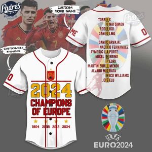 Spain 2024 Champions Of Europe Custom Baseball Jersey 1