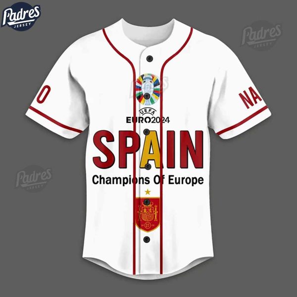 Spain 2024 Champions Of Europe Custom White Baseball Jersey 2