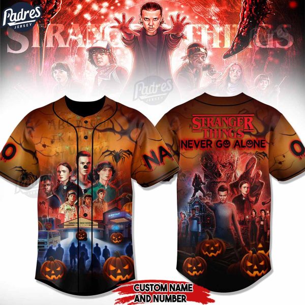 Stranger Things Never Go Alone Custom Baseball Jersey Style 1