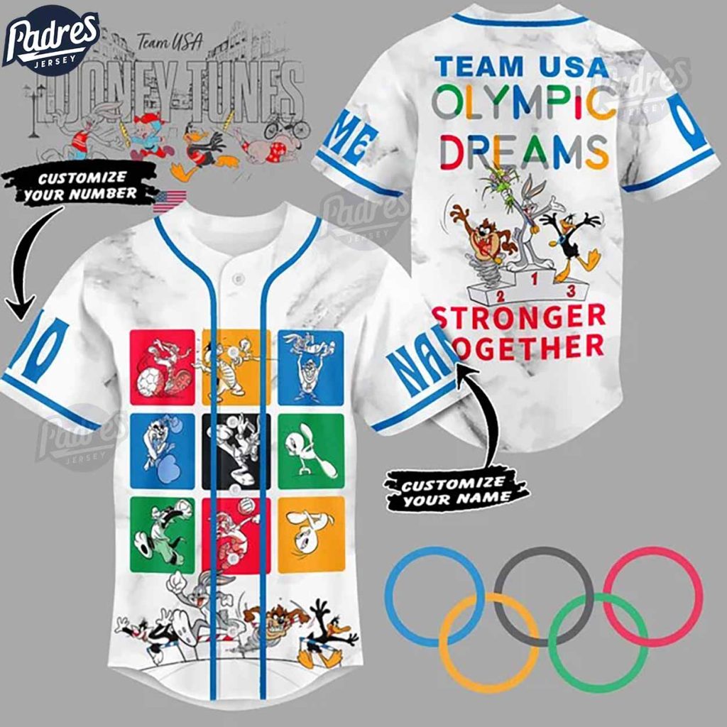 Team Usa Olympic Dreams Stronger Together Custom Baseball Jersey